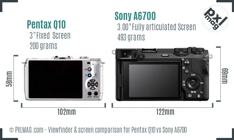 Pentax Q10 vs Sony A6700 Screen and Viewfinder comparison Pentax Q10 vs Sony A6700 Screen and Viewfinder comparison
