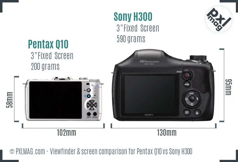 Pentax Q10 vs Sony H300 Screen and Viewfinder comparison