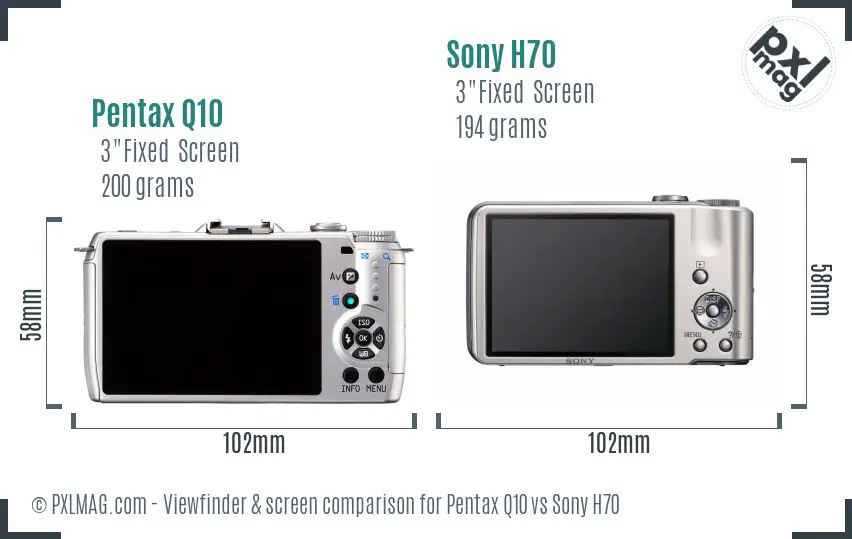 Pentax Q10 vs Sony H70 Screen and Viewfinder comparison