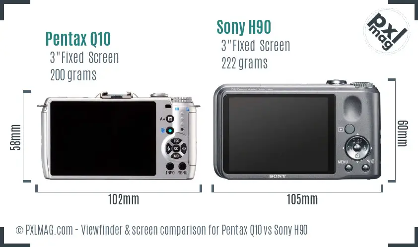 Pentax Q10 vs Sony H90 Screen and Viewfinder comparison