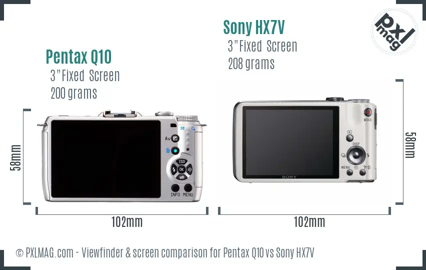 Pentax Q10 vs Sony HX7V Screen and Viewfinder comparison