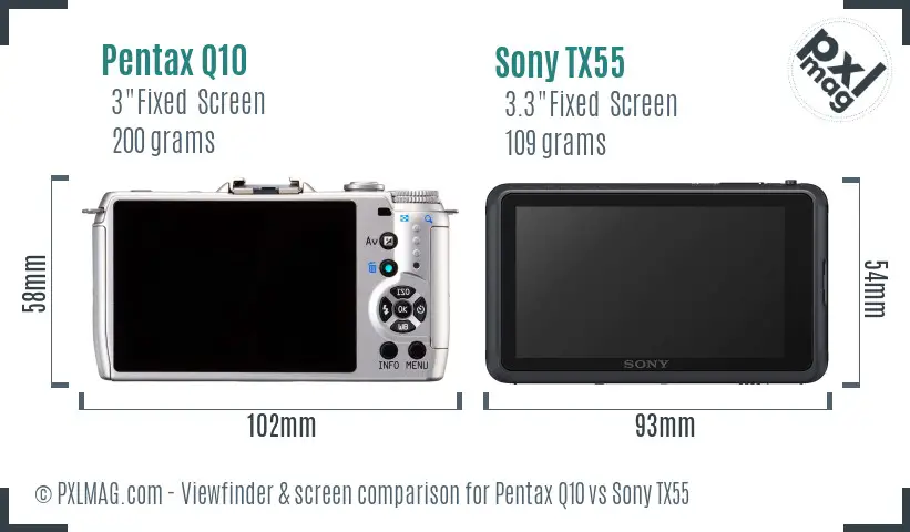 Pentax Q10 vs Sony TX55 Screen and Viewfinder comparison Pentax Q10 vs Sony TX55 Screen and Viewfinder comparison