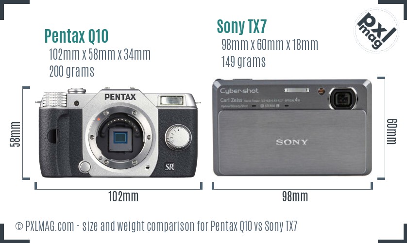 Pentax Q10 vs Sony TX7 size comparison Pentax Q10 vs Sony TX7 size comparison