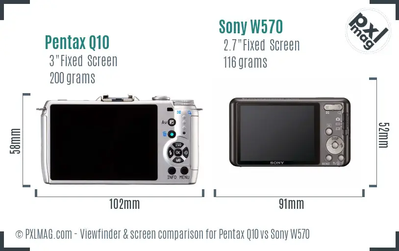 Pentax Q10 vs Sony W570 Screen and Viewfinder comparison
