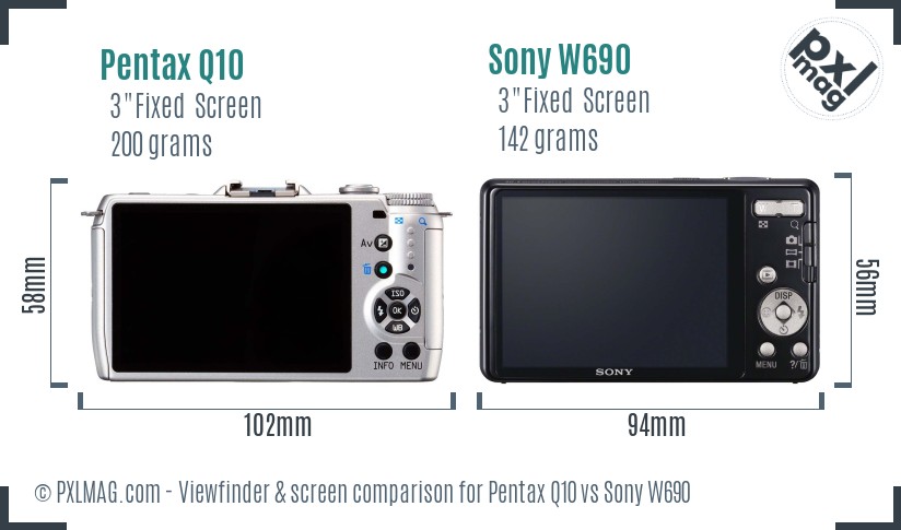 Pentax Q10 vs Sony W690 Screen and Viewfinder comparison