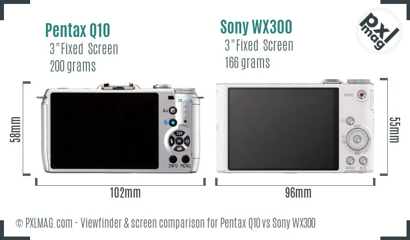 Pentax Q10 vs Sony WX300 Screen and Viewfinder comparison