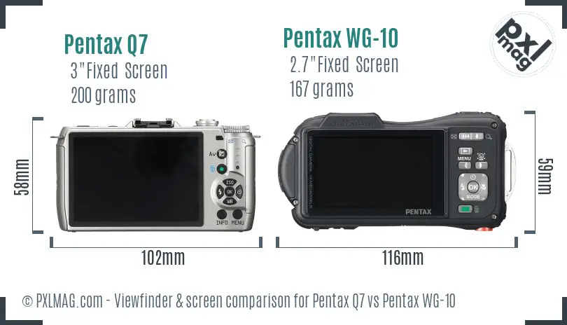 Pentax Q7 vs Pentax WG-10 Screen and Viewfinder comparison