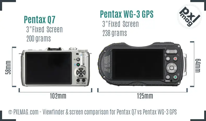 Pentax Q7 vs Pentax WG-3 GPS Screen and Viewfinder comparison Pentax Q7 vs Pentax WG-3 GPS Screen and Viewfinder comparison