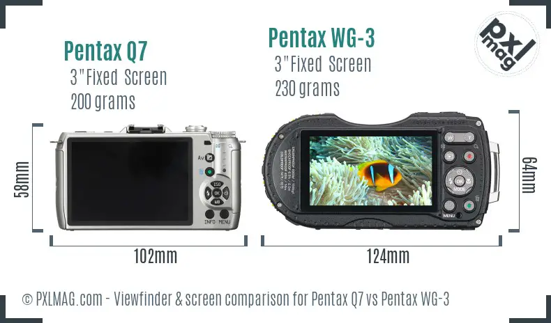 Pentax Q7 vs Pentax WG-3 Screen and Viewfinder comparison