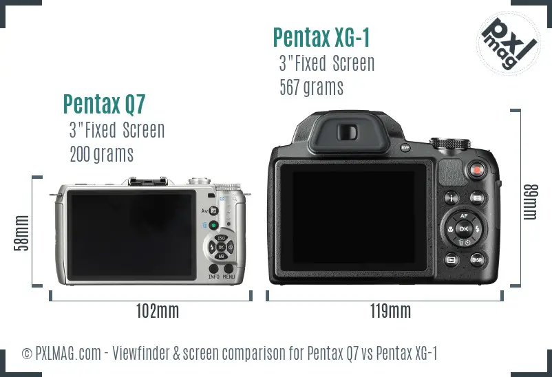 Pentax Q7 vs Pentax XG-1 Screen and Viewfinder comparison Pentax Q7 vs Pentax XG-1 Screen and Viewfinder comparison