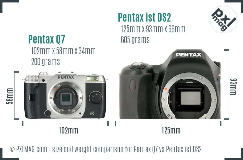 Pentax Q7 vs Pentax ist DS2 size comparison