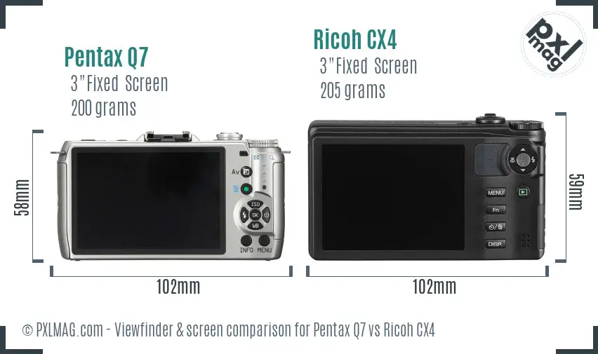 Pentax Q7 vs Ricoh CX4 Screen and Viewfinder comparison Pentax Q7 vs Ricoh CX4 Screen and Viewfinder comparison