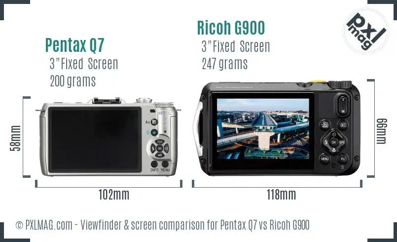 Pentax Q7 vs Ricoh G900 Screen and Viewfinder comparison