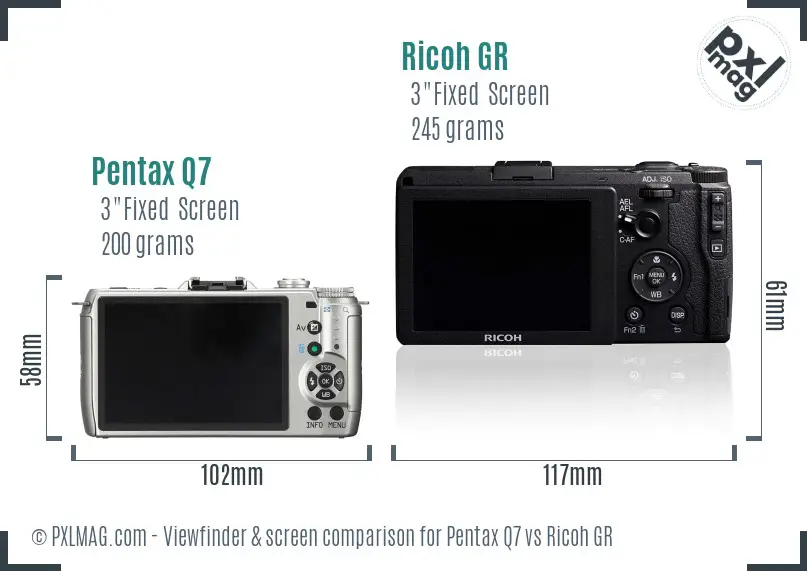 Pentax Q7 vs Ricoh GR Screen and Viewfinder comparison