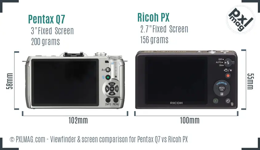 Pentax Q7 vs Ricoh PX Screen and Viewfinder comparison Pentax Q7 vs Ricoh PX Screen and Viewfinder comparison
