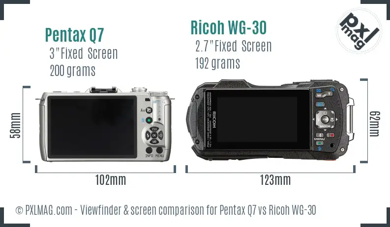 Pentax Q7 vs Ricoh WG-30 Screen and Viewfinder comparison Pentax Q7 vs Ricoh WG-30 Screen and Viewfinder comparison