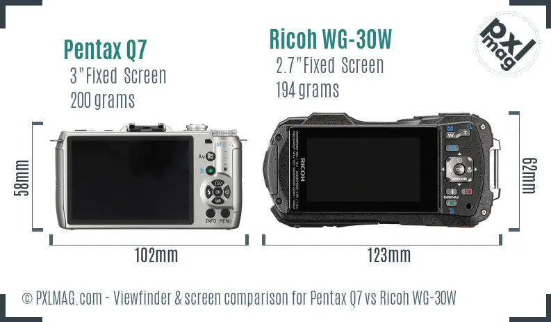 Pentax Q7 vs Ricoh WG-30W Screen and Viewfinder comparison