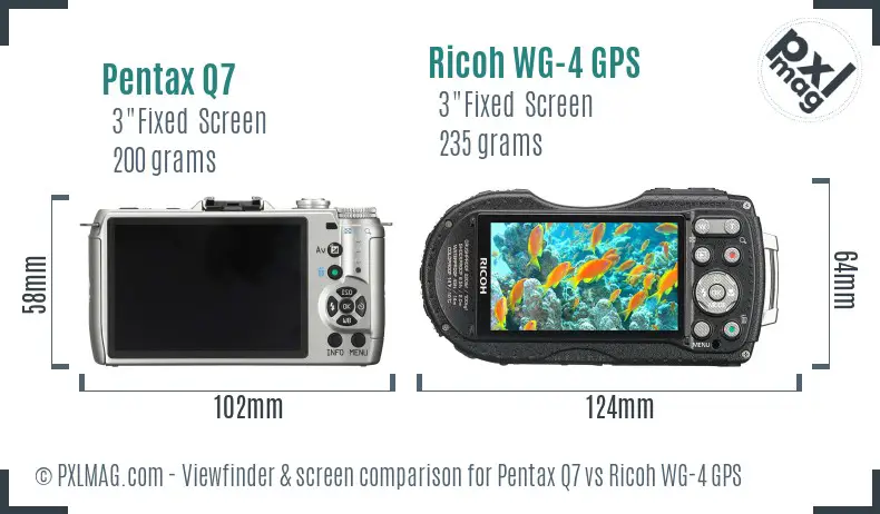 Pentax Q7 vs Ricoh WG-4 GPS Screen and Viewfinder comparison