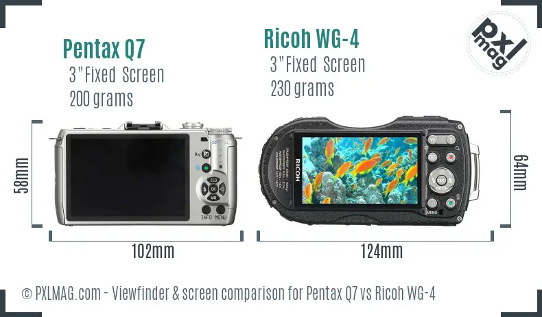 Back screen comparison of Pentax Q7 and Ricoh WG-4
