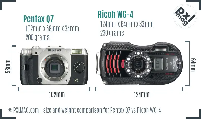 Size comparison of Pentax Q7 and Ricoh WG-4