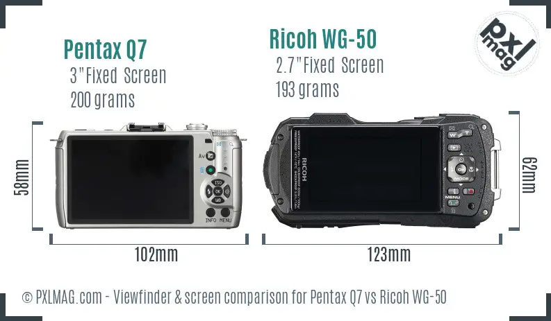 Pentax Q7 vs Ricoh WG-50 Screen and Viewfinder comparison