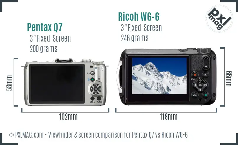 Pentax Q7 vs Ricoh WG-6 Screen and Viewfinder comparison
