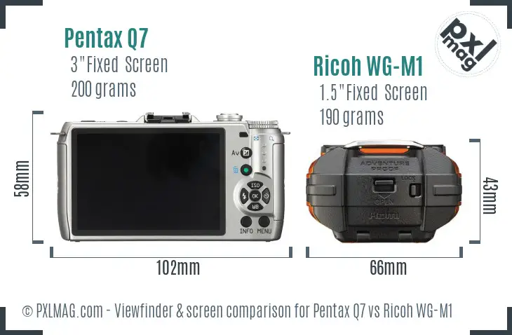 Pentax Q7 vs Ricoh WG-M1 Screen and Viewfinder comparison