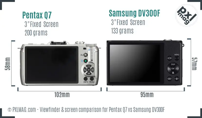 Pentax Q7 vs Samsung DV300F Screen and Viewfinder comparison