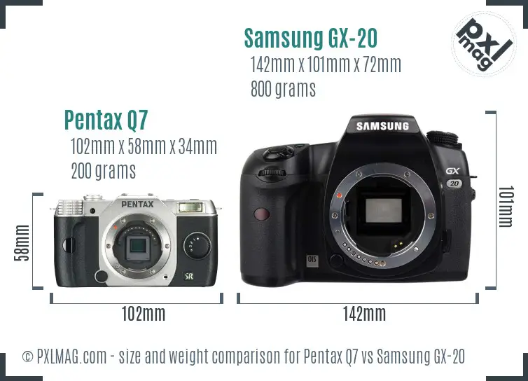 Pentax Q7 vs Samsung GX-20 size comparison Pentax Q7 vs Samsung GX-20 size comparison