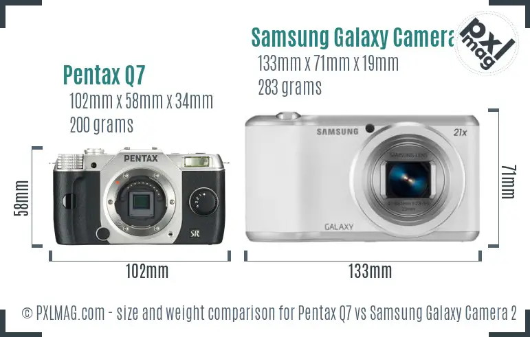 Pentax Q7 vs Samsung Galaxy Camera 2 size comparison