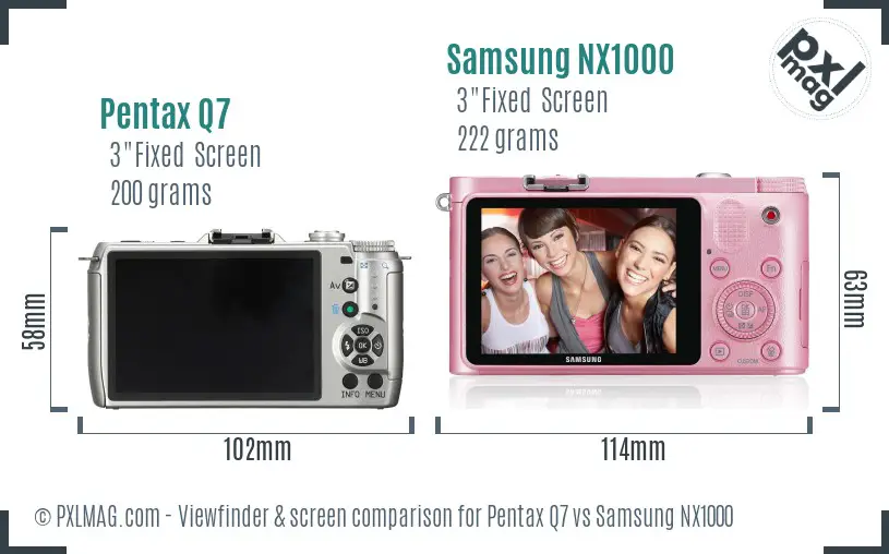 Pentax Q7 vs Samsung NX1000 Screen and Viewfinder comparison Pentax Q7 vs Samsung NX1000 Screen and Viewfinder comparison