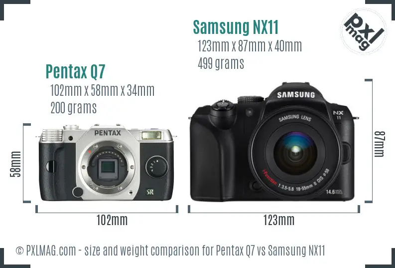 Pentax Q7 vs Samsung NX11 size comparison