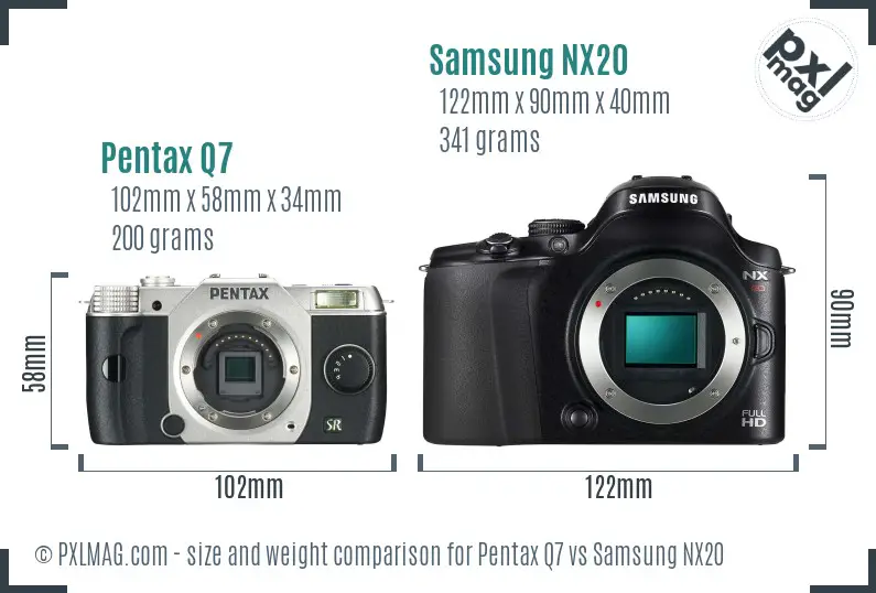 Pentax Q7 vs Samsung NX20 size comparison