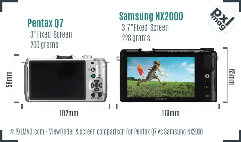 Pentax Q7 vs Samsung NX2000 Screen and Viewfinder comparison Pentax Q7 vs Samsung NX2000 Screen and Viewfinder comparison