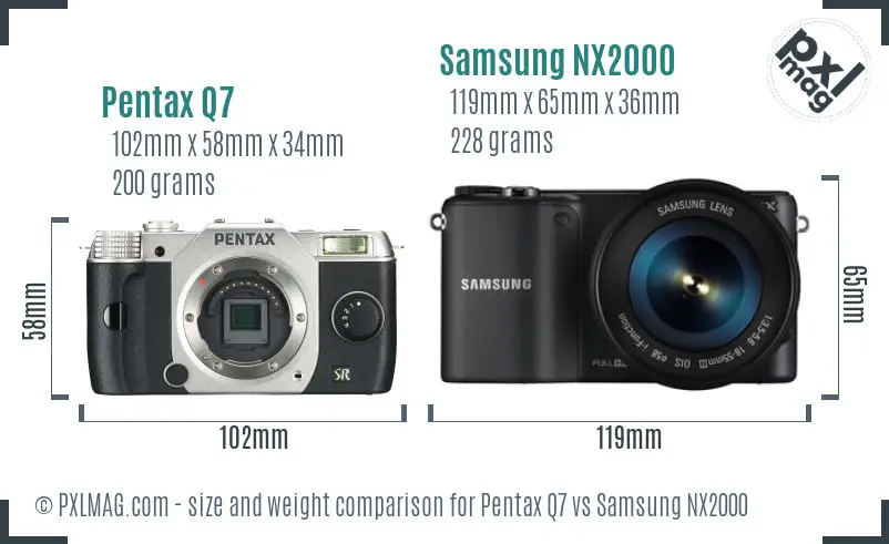 Pentax Q7 vs Samsung NX2000 size comparison Pentax Q7 vs Samsung NX2000 size comparison