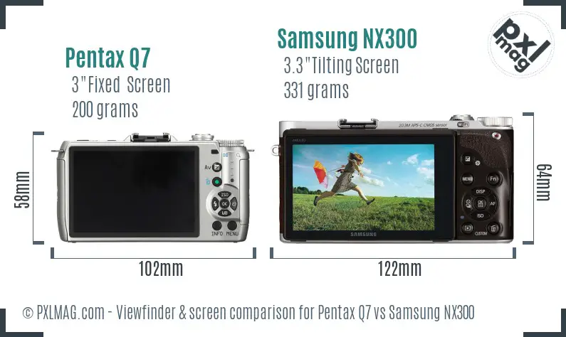 Pentax Q7 vs Samsung NX300 Screen and Viewfinder comparison