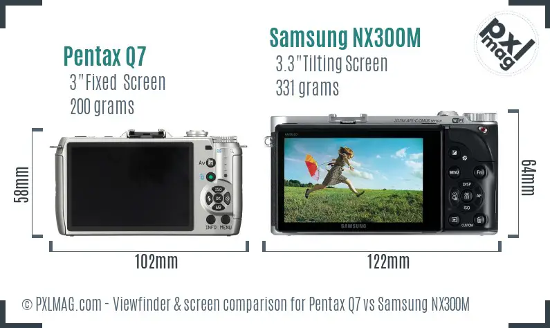 Pentax Q7 vs Samsung NX300M Screen and Viewfinder comparison