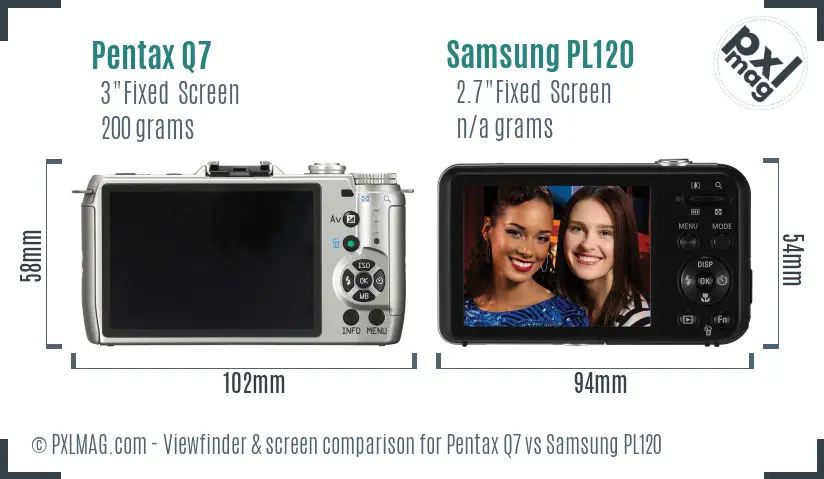 Pentax Q7 vs Samsung PL120 Screen and Viewfinder comparison Pentax Q7 vs Samsung PL120 Screen and Viewfinder comparison
