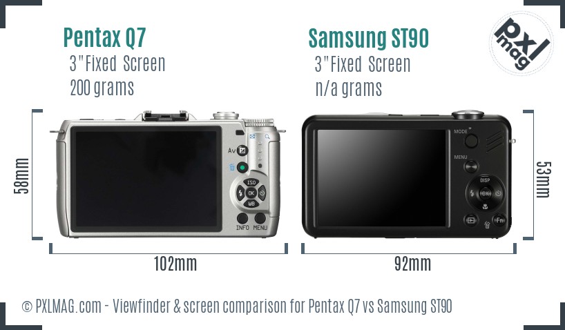 Pentax Q7 vs Samsung ST90 Screen and Viewfinder comparison