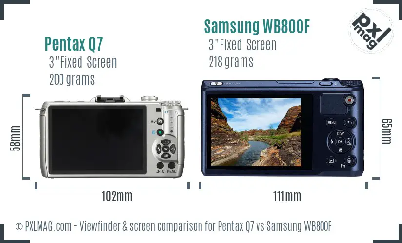 Pentax Q7 vs Samsung WB800F Screen and Viewfinder comparison