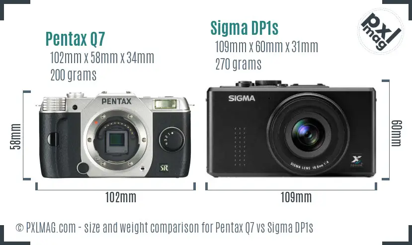 Pentax Q7 vs Sigma DP1s size comparison