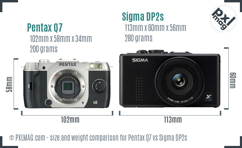 Pentax Q7 vs Sigma DP2s size comparison