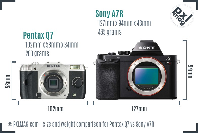 Pentax Q7 vs Sony A7R size comparison Pentax Q7 vs Sony A7R size comparison