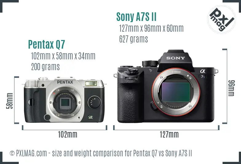 Pentax Q7 vs Sony A7S II size comparison Pentax Q7 vs Sony A7S II size comparison