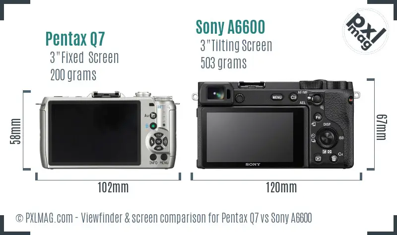 Pentax Q7 vs Sony A6600 Screen and Viewfinder comparison