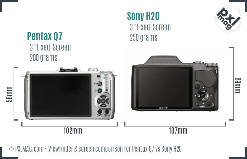 Pentax Q7 vs Sony H20 Screen and Viewfinder comparison