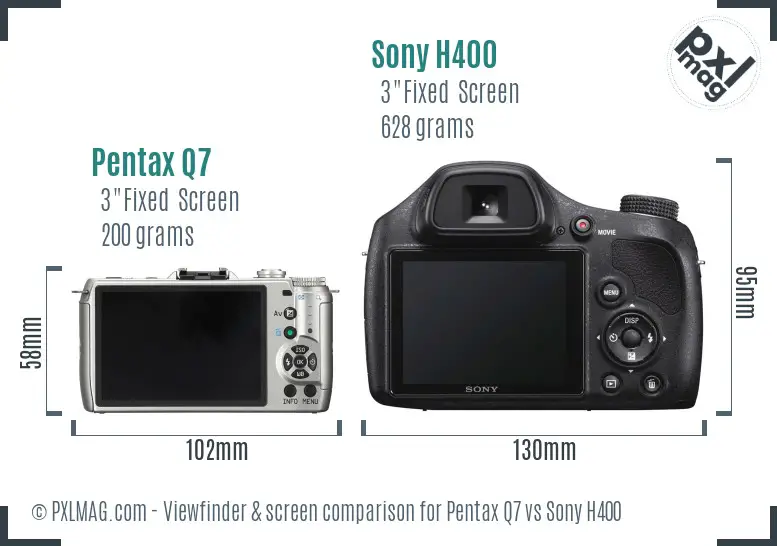 Pentax Q7 vs Sony H400 Screen and Viewfinder comparison