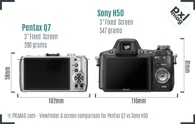 Pentax Q7 vs Sony H50 Screen and Viewfinder comparison