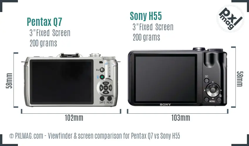 Pentax Q7 vs Sony H55 Screen and Viewfinder comparison