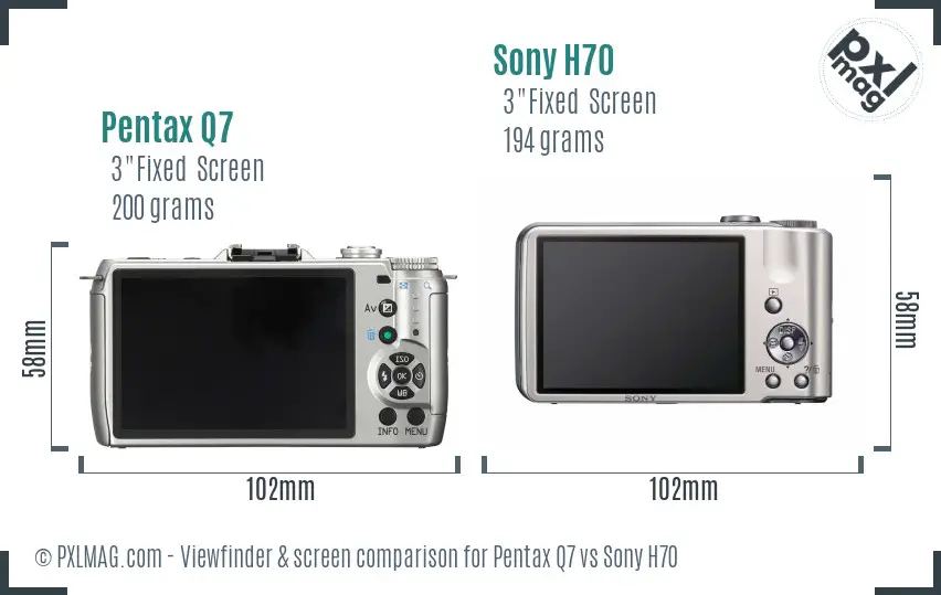 Pentax Q7 vs Sony H70 Screen and Viewfinder comparison